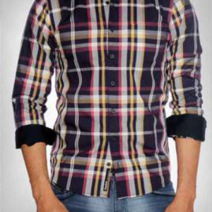 I15456 CAMISA MANGA LARGA A CUADROS C/CAMESU LISO AZUL TALLE M | PANTHER