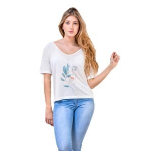 589 REMERA MANGA CORTA CAIDA ESCOTE V DAMA | MAURO SERGIO