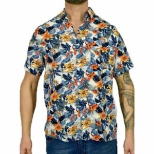 131210 CAMISA MANGA CORTA NARANJO FLOR | MOHA
