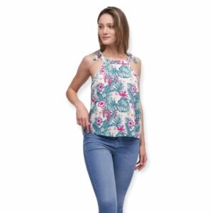02591 BLUSA CUELLO LAZO POPLIN ESTAMPADO | VOV JEANS
