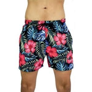 170309 SHORT BAÑO MALLA BOARDSHORTS ESTAMPADO FLOR NOIR | MOHA