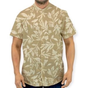 CAMISA MANGA CORTA LINO CUELLO MAO ESTAMPADA SLEEVES | MOHA [131264]