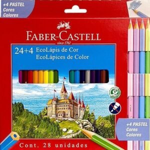 LAPICES FABER CASTELL ECOLAPIZ COLOR X24 + 4 PASTELES