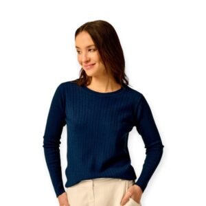 SWEATER CUELLO REDONDO TEJIDO TRENZAS Y CANELONES | MS [373]