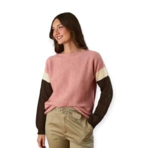 SWEATER COMBINADO CON MANGA CAIDA Y RIBETES LATERALES | MS [256]