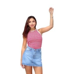 FALDA POLLERA MINI RIGIDA TIRO MEDIO KIARA | VOV JEANS [3224]
