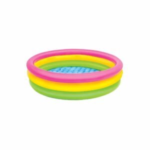 PILETA INFLABLE REDONDA INTEX 131LTS ROSA AMARILLA Y VERDE