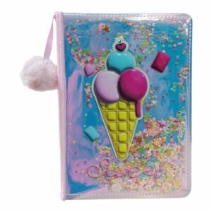 CUADERNO TAPA ACOLCHONADA CON BRILLO RELIEVE HELADO