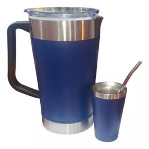JARRA DE ACERO INOXIDABLE BEER PINTS 2000ML CON VASO MATE