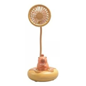 VENTILADOR DE MESA CON LUZ EN CAPYBARA RECARGABLE KAWAII