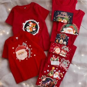 REMERAS MANGA CORTA ROJAS NAVIDAD VARIOS DISEÑOS NIÑOS