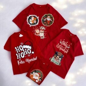 REMERAS MANGA CORTA ROJAS NAVIDAD VARIOS DISEÑOS ADULTOS