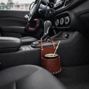 PORTA MATE PARA AUTO CUERO VACUNO PREMIUM CANASTA