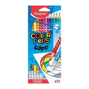 LAPICES MAPED COLOR PEPS X12 LARGOS BORRABLES OOPS!