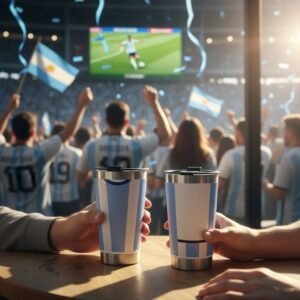 VASO TERMICO ARGENTINA MUNDIAL CERVECERO ACERO INOXIDABLE ABRIDOR