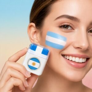 MAQUILLAJE ARTISTICO EN BARRA COLORES BANDERA ARGENTINA